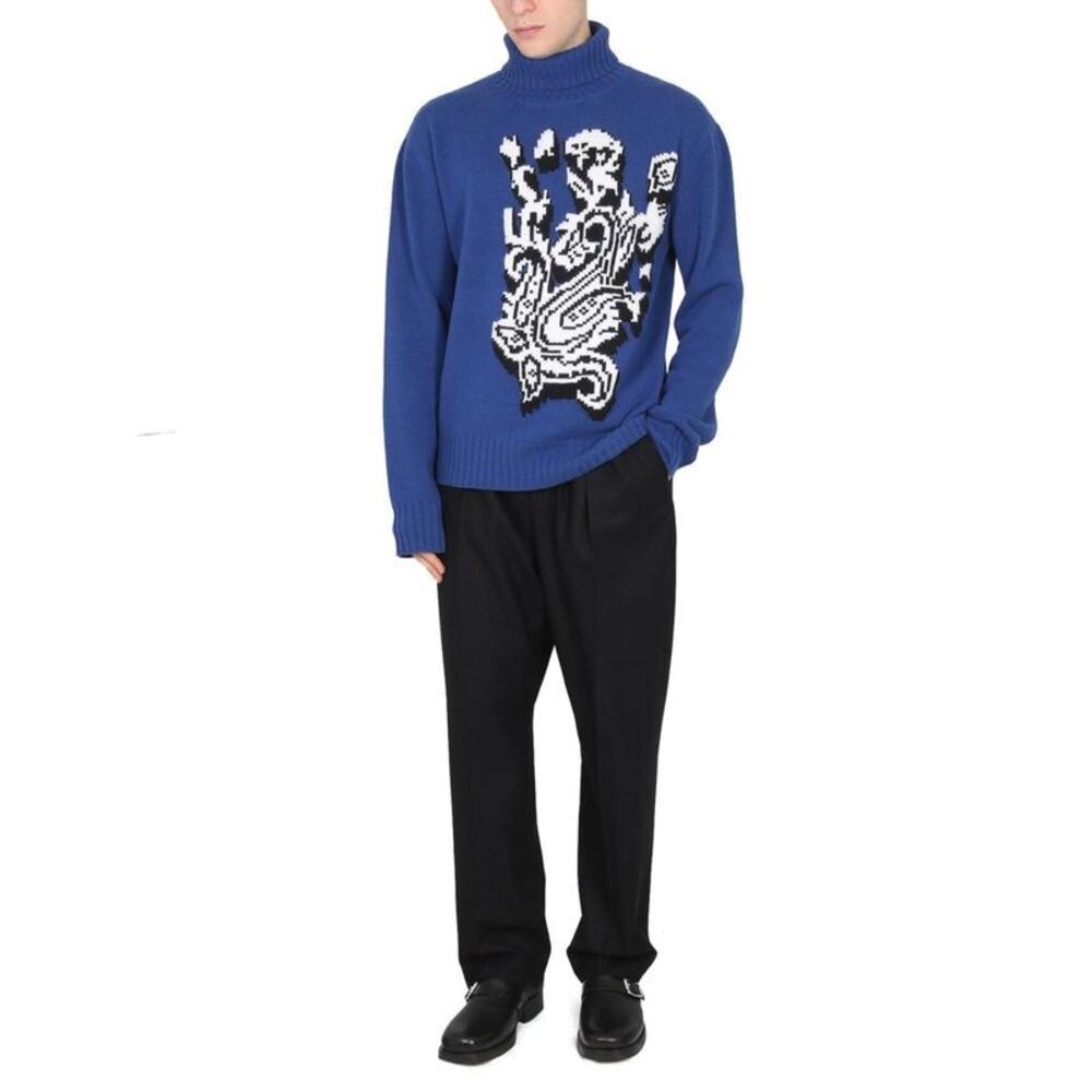 ETRO Men's Graphic Print Mock Neck Sweater Men BLUE Sweaters & Cardigans